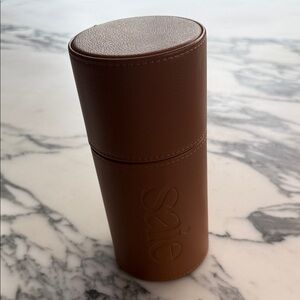 Saie Tan Leather Brush Cylinder Case